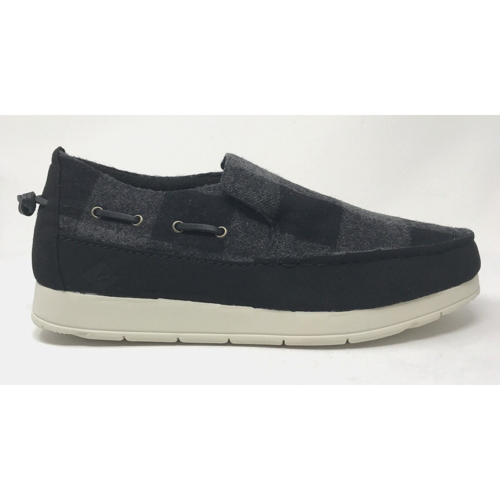 Sperry Men's Moc-Sider Wool Slip-On Shoes Gray Plaid Size 10M NEW